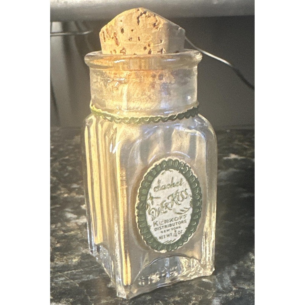antique‎ DJER-KISS KERKOFF SACHET glass BOTTLE full ART DECO
